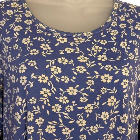 L.L. Bean Navy Floral 3/4 Sleeves Dress MEDIUM/LARGE #CL - Picture 2 of 8